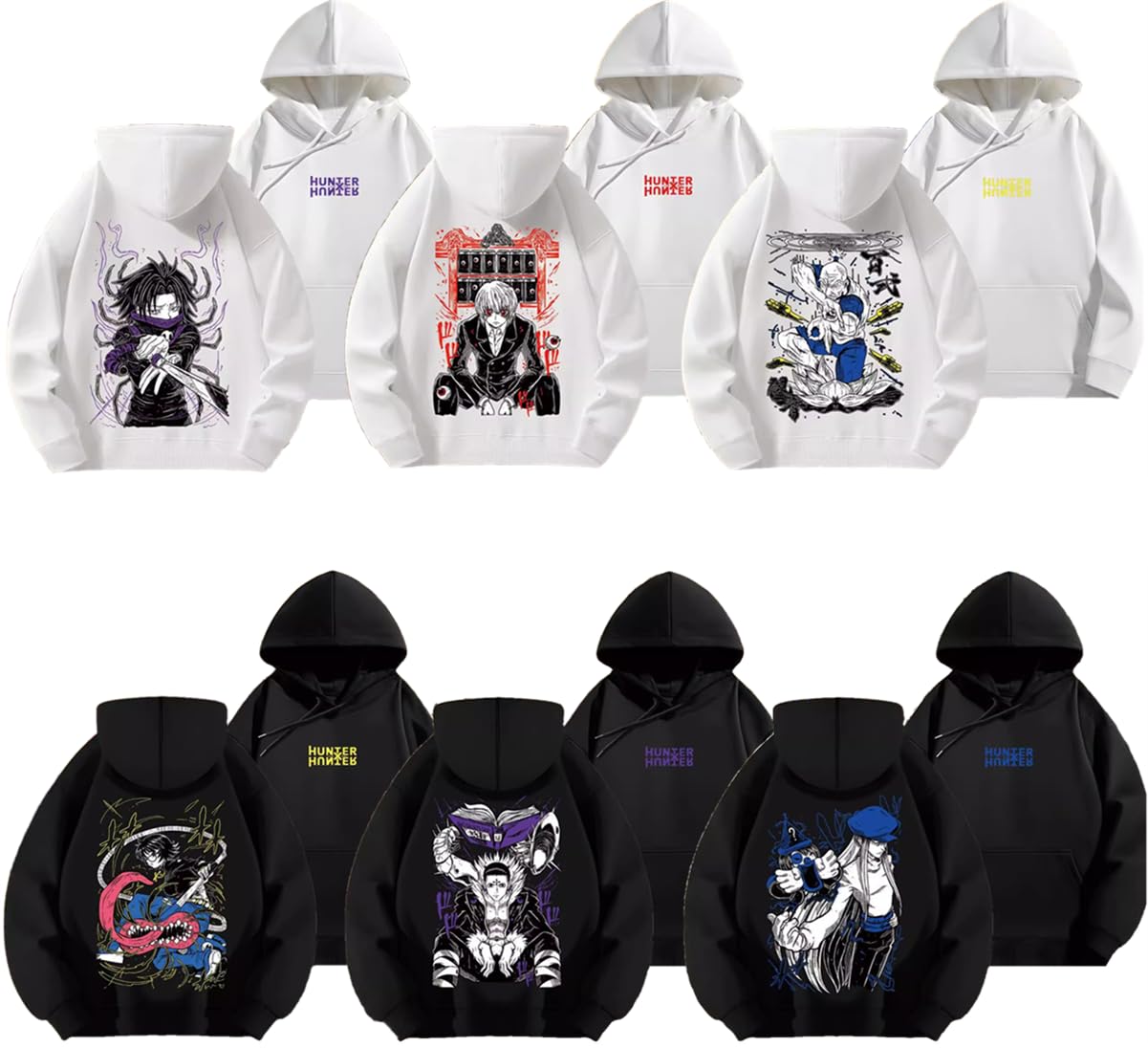 Kirabosi(キラ星) ハンターｘハンター パーカー 長袖 フード付き クロロル クラピカ フェイタン アイザック カイト マチ シズク ヒソカ 印象パーカー 記念シャツ コスプレ衣装 日常服 春秋冬用 男女兼用 お洒落 人気 誕生日 クリスマス プレゼント (アイザック·ネテロ(白),L)